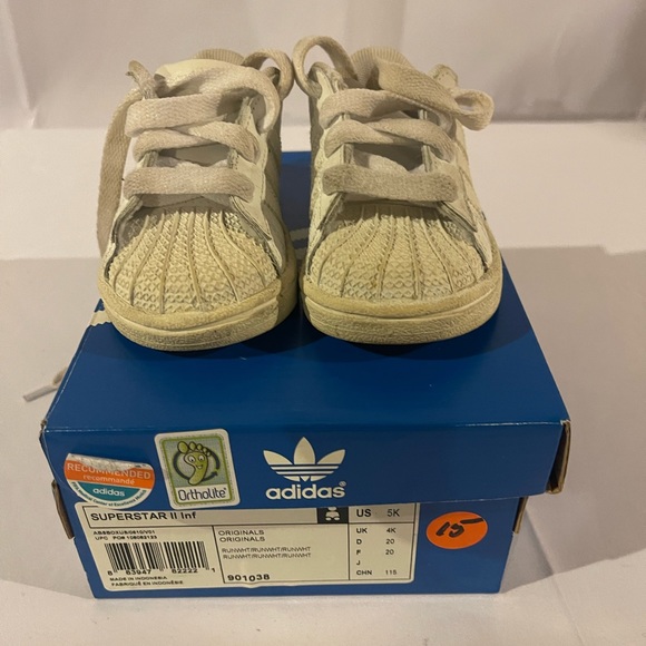 Adidas Baby Adidas White Superstar Shell Toe Unisex Toddler Size 5 - Picture 6 of 6